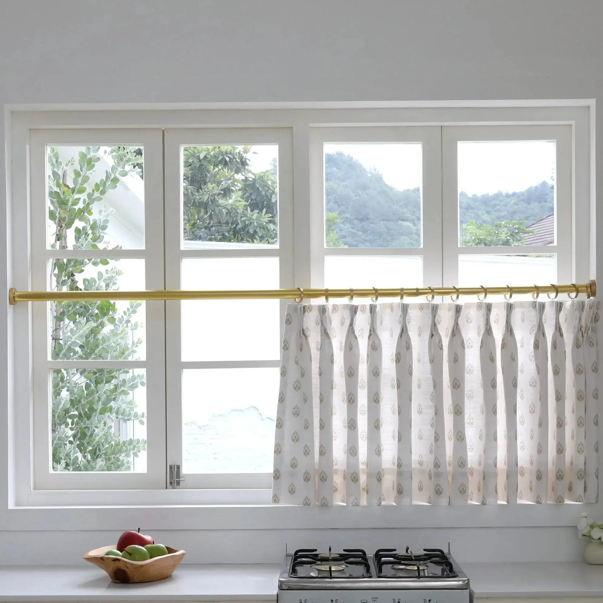 Stefana Silber Print Linen Pleated Cafe Curtains?-TWOPAGES
