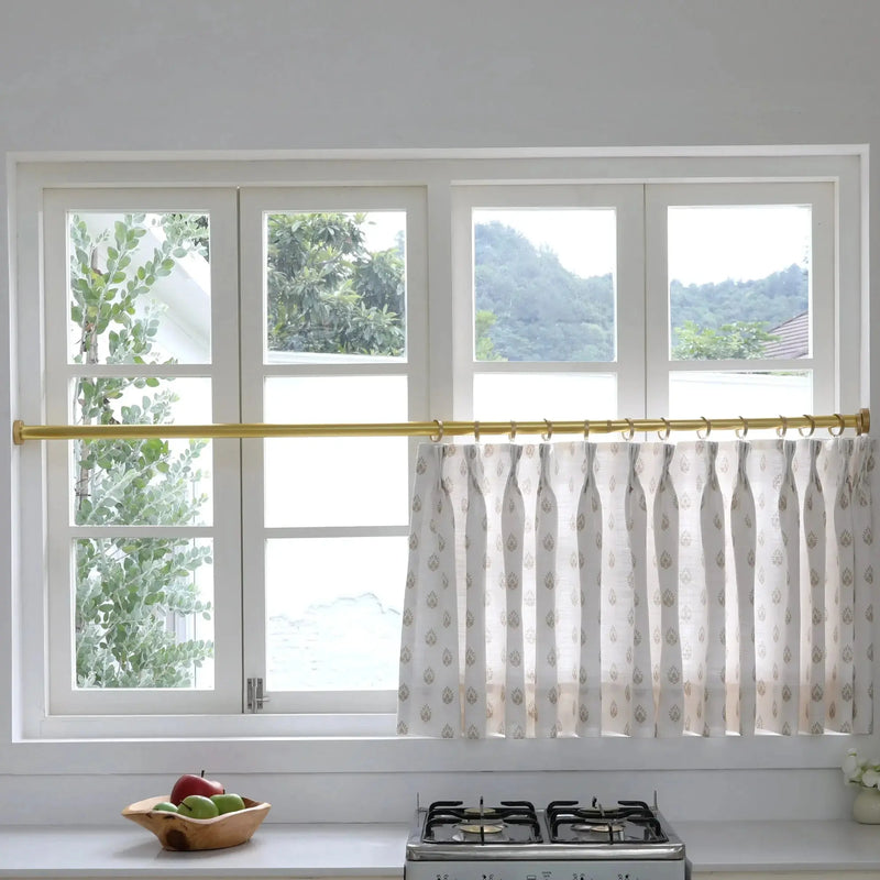 Stefana Silber Print Linen Pleated Cafe Curtains?-TWOPAGES
