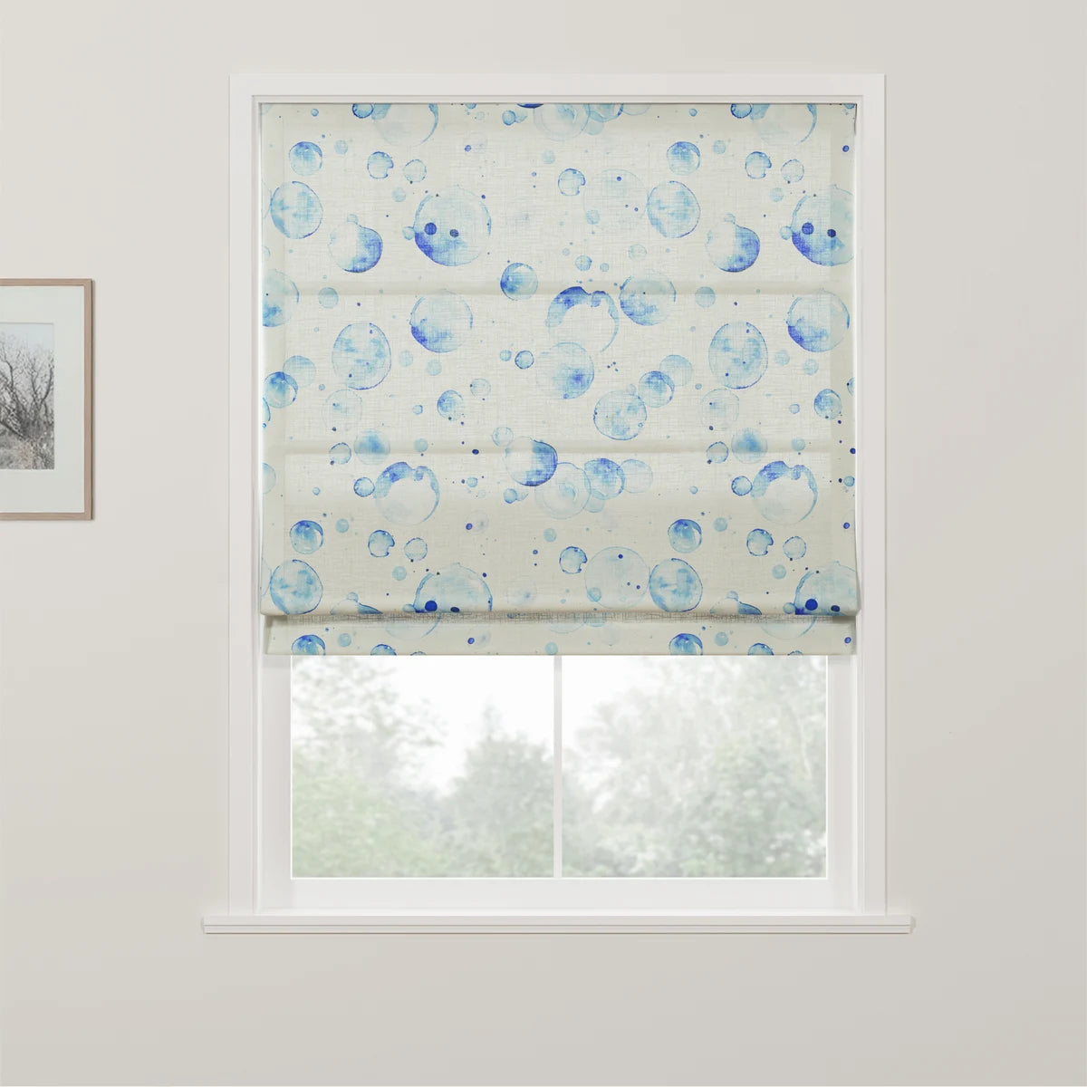 Holly Botanical Boho No-Drill Flat Fold Roman Blind Cordless