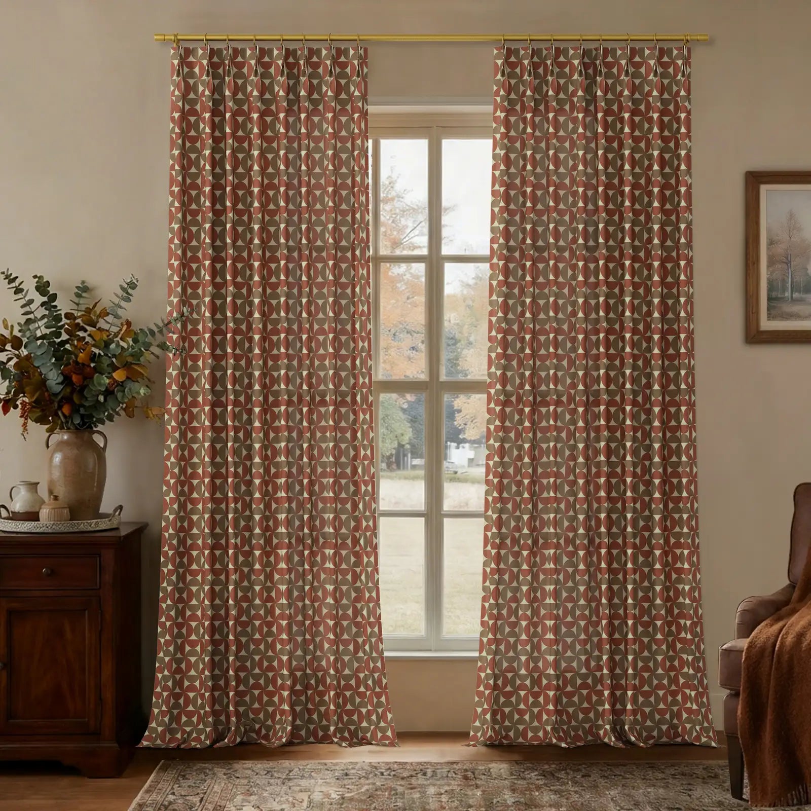 MS. MAVERICK MUSE x TWOPAGES Pastoral Printed Linen Cotton Pleated Curtains