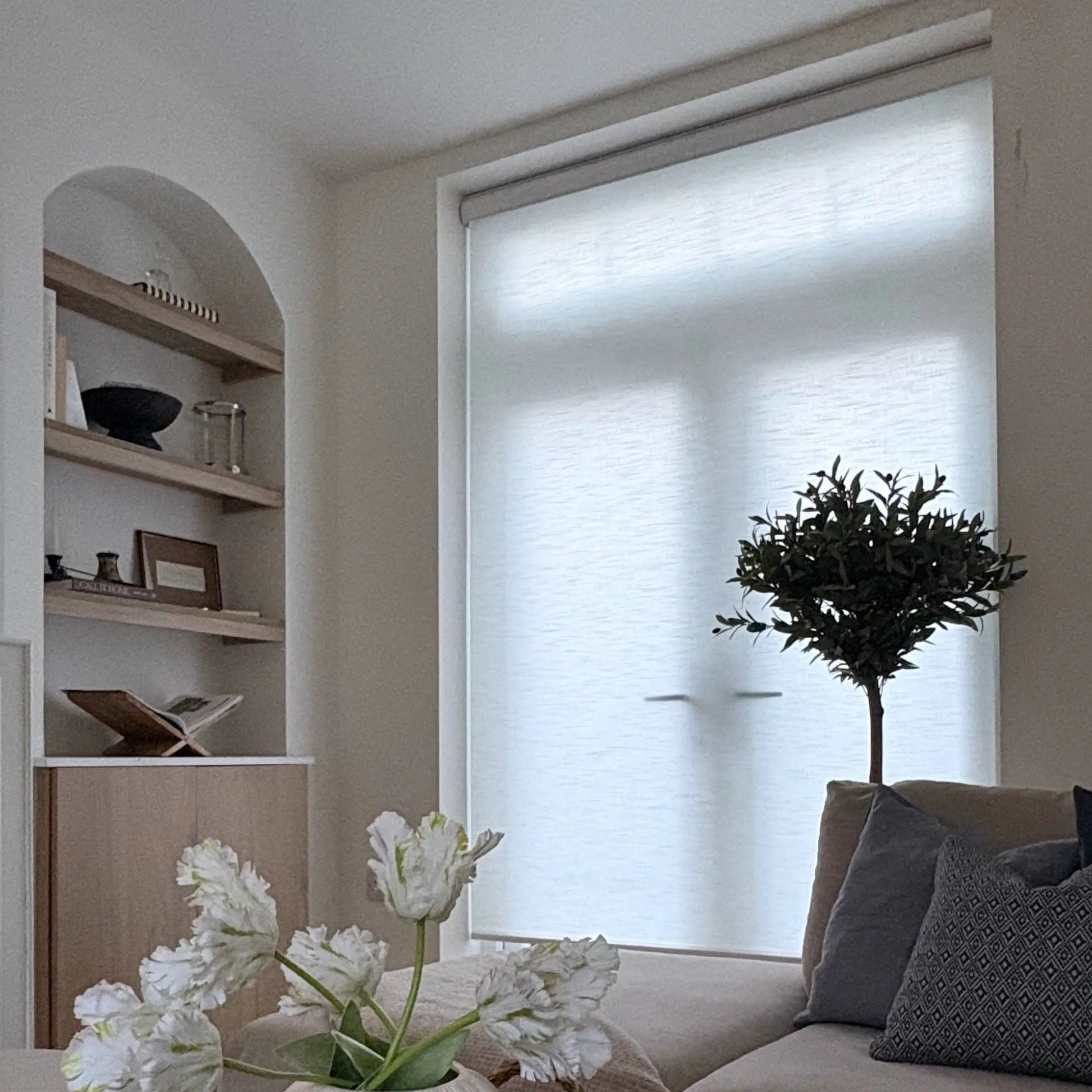 Alvin Motorized Sheer Light Filtering Roller Blind-?-TWOPAGES