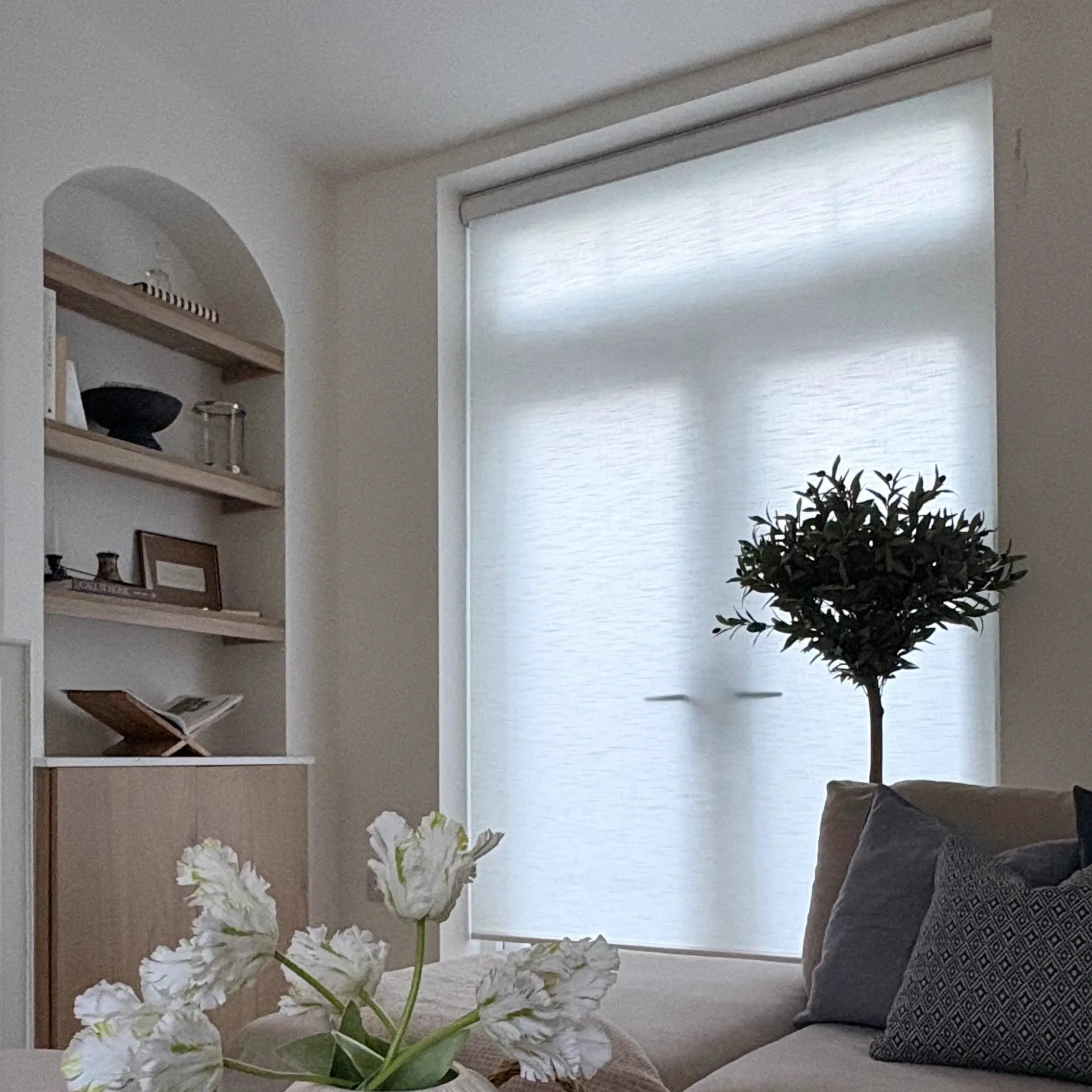 Alvin Motorized Sheer Light Filtering Roller Blind-?-TWOPAGES