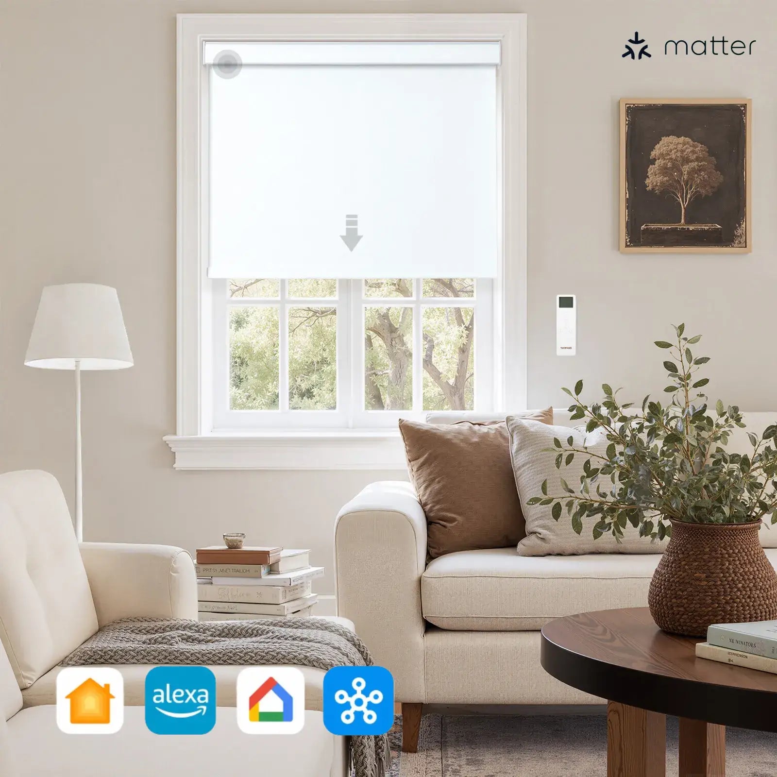 Alvin Motorized Blackout Boutique Roller Blind-?Boutique Snow White M128-1-TWOPAGES