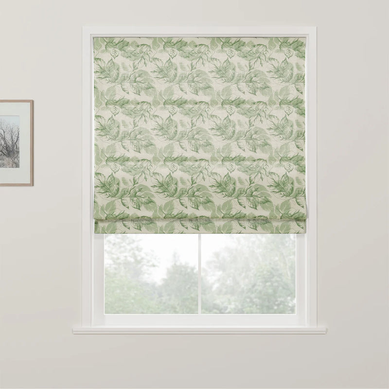 Holly Botanical Boho No-Drill Flat Fold Roman Blind Cordless