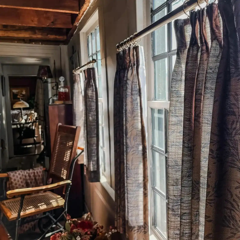 Sara Le Print Linen Cafe Curtains Pleated?-TWOPAGES