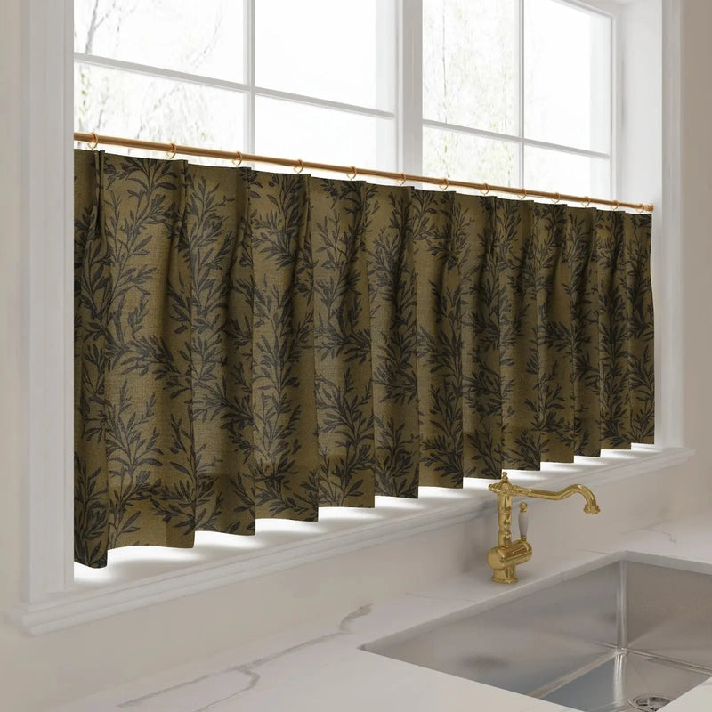 Sara Le Print Linen Pleated Cafe Curtains?-TWOPAGES