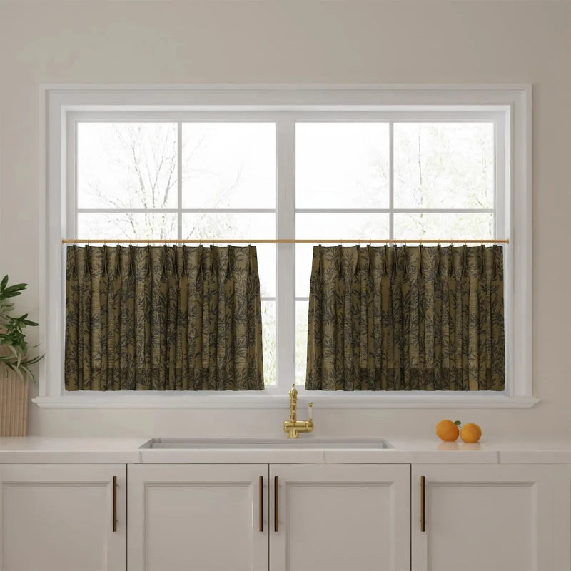 Sara Le Print Linen Pleated Cafe Curtains?-TWOPAGES