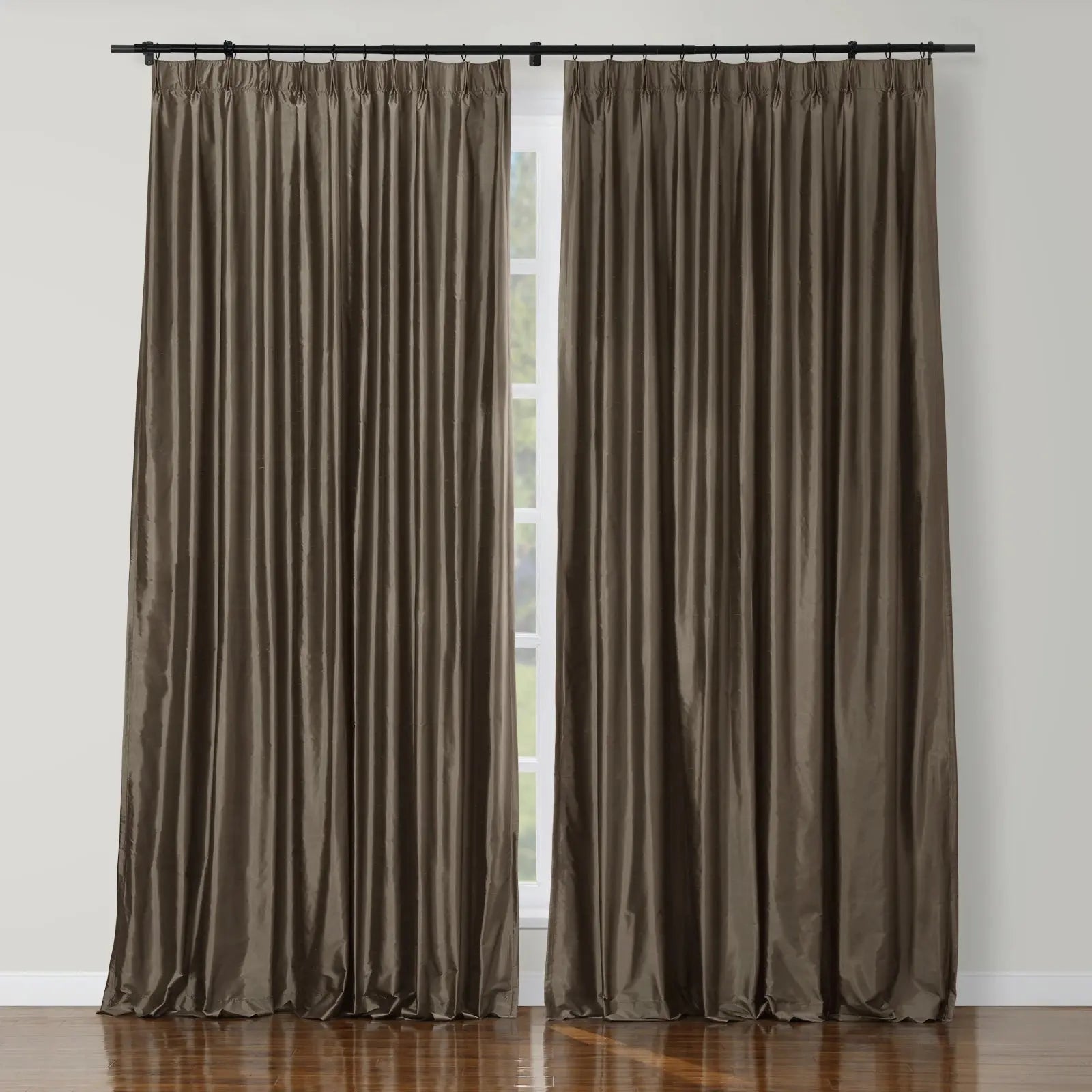Selman Dupioni Silk Curtain Pleated-?Brown 2013-101-TWOPAGES