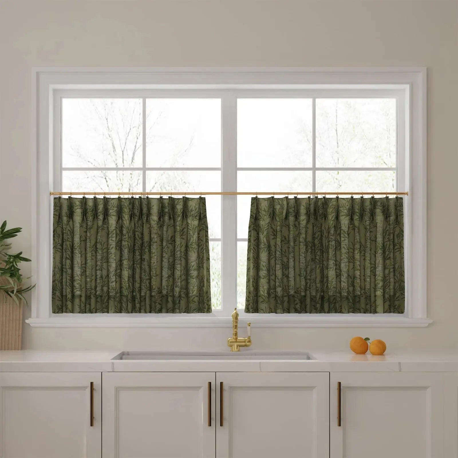 Sara Le Print Linen Pleated Cafe Curtains?-TWOPAGES