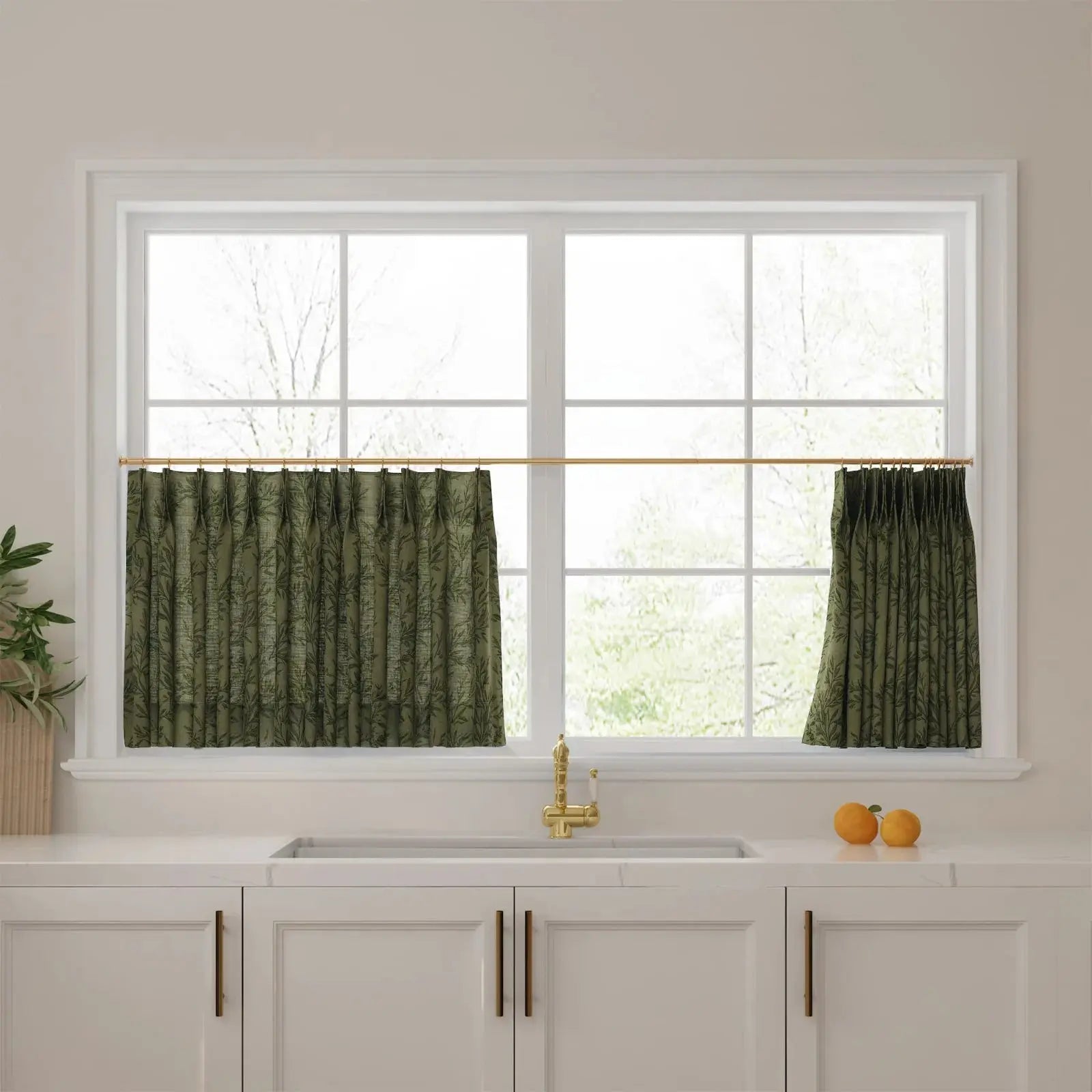 Sara Le Print Linen Pleated Cafe Curtains?-TWOPAGES