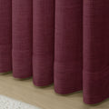 Burgundy Red Liz linen curtains showing the lower drape and pooling folds near the floor