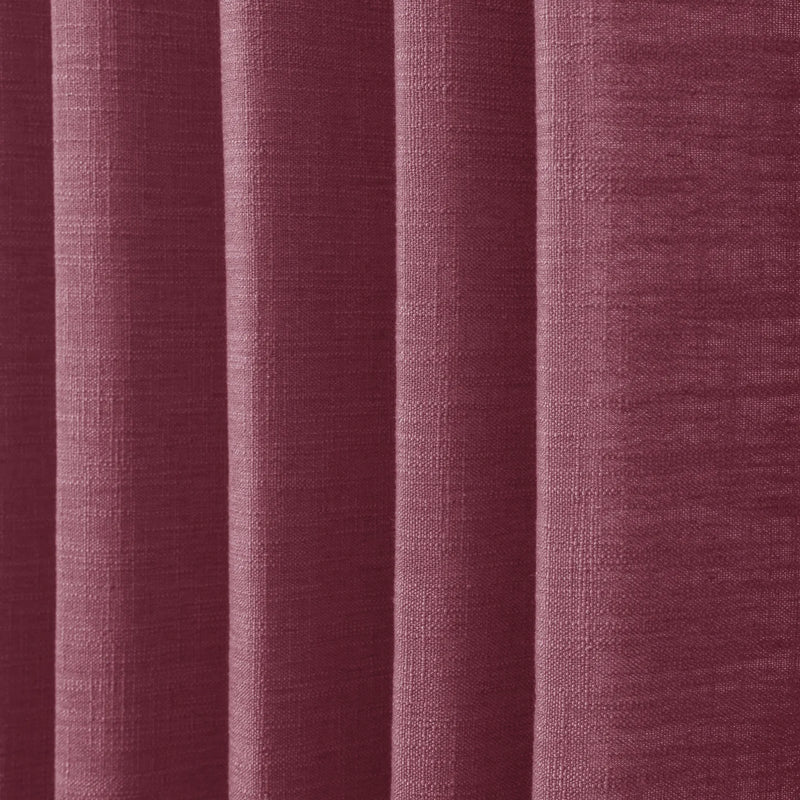 Burgundy Red Liz linen curtains in a close room detail highlighting the linen texture and colour