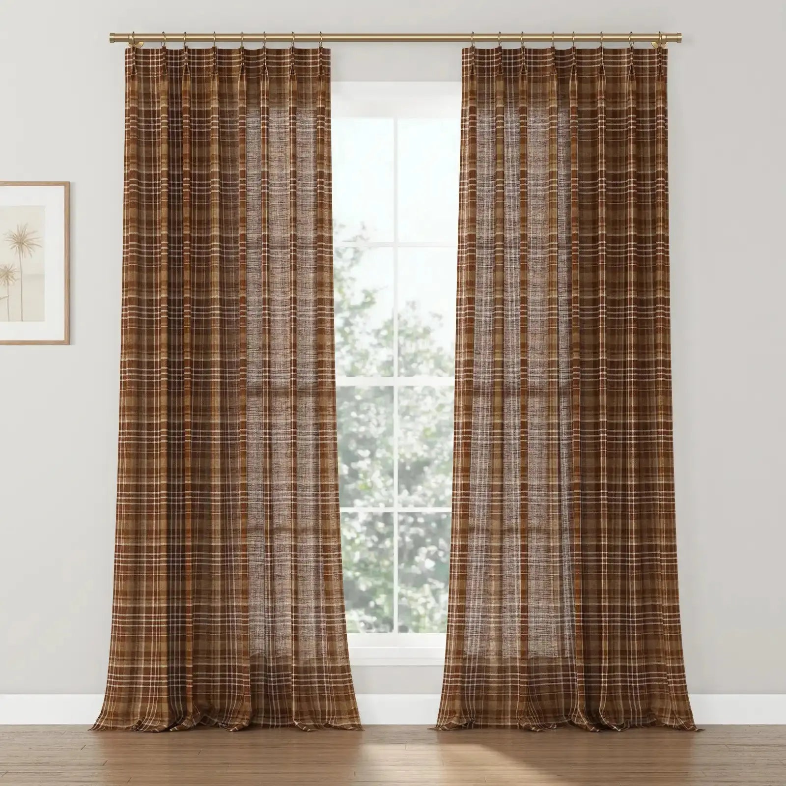 Kim Morrow Western Plaid Cotton Curtain Pleated- -TWOPAGES