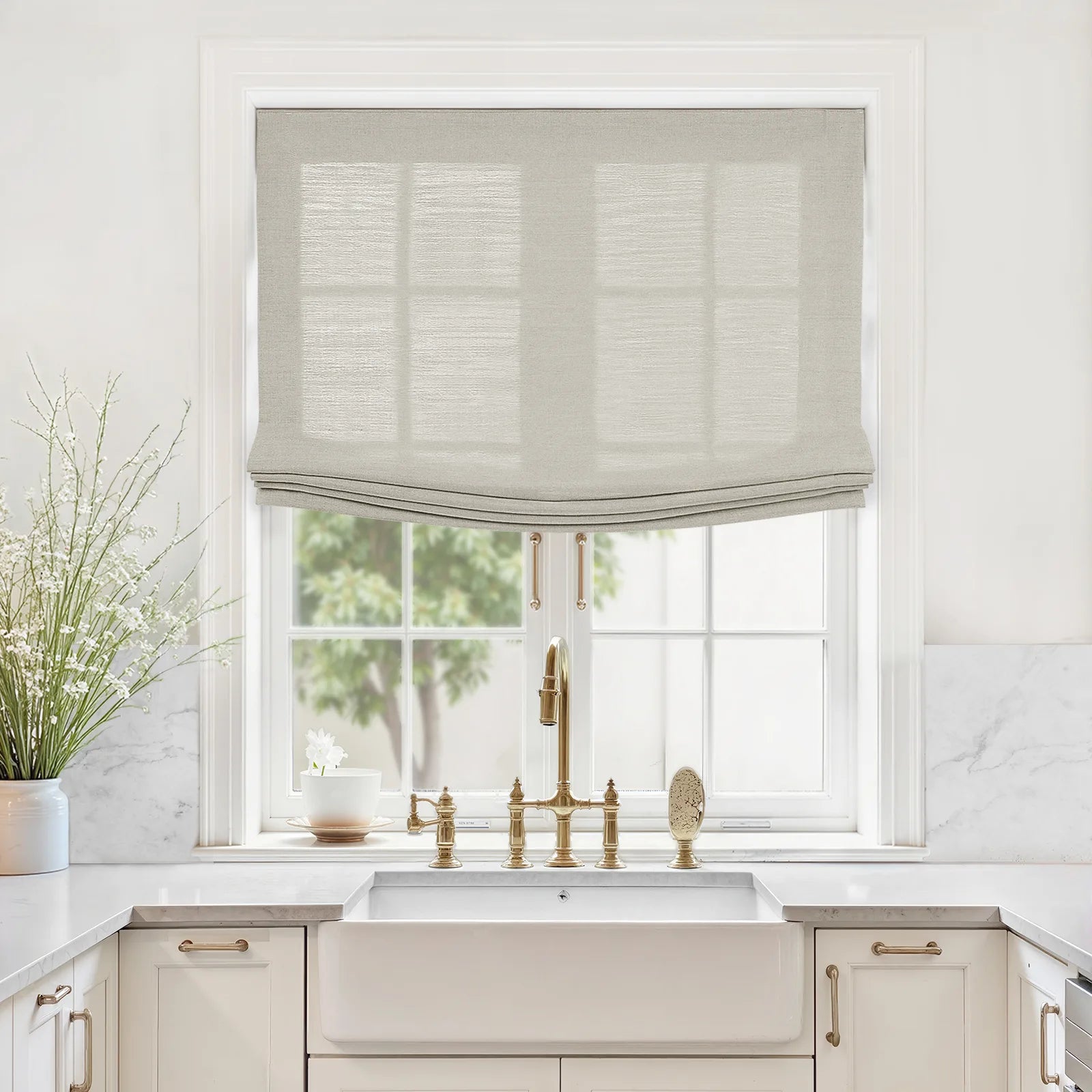 Liz Linen Relaxed Roman Blind Cord Lift