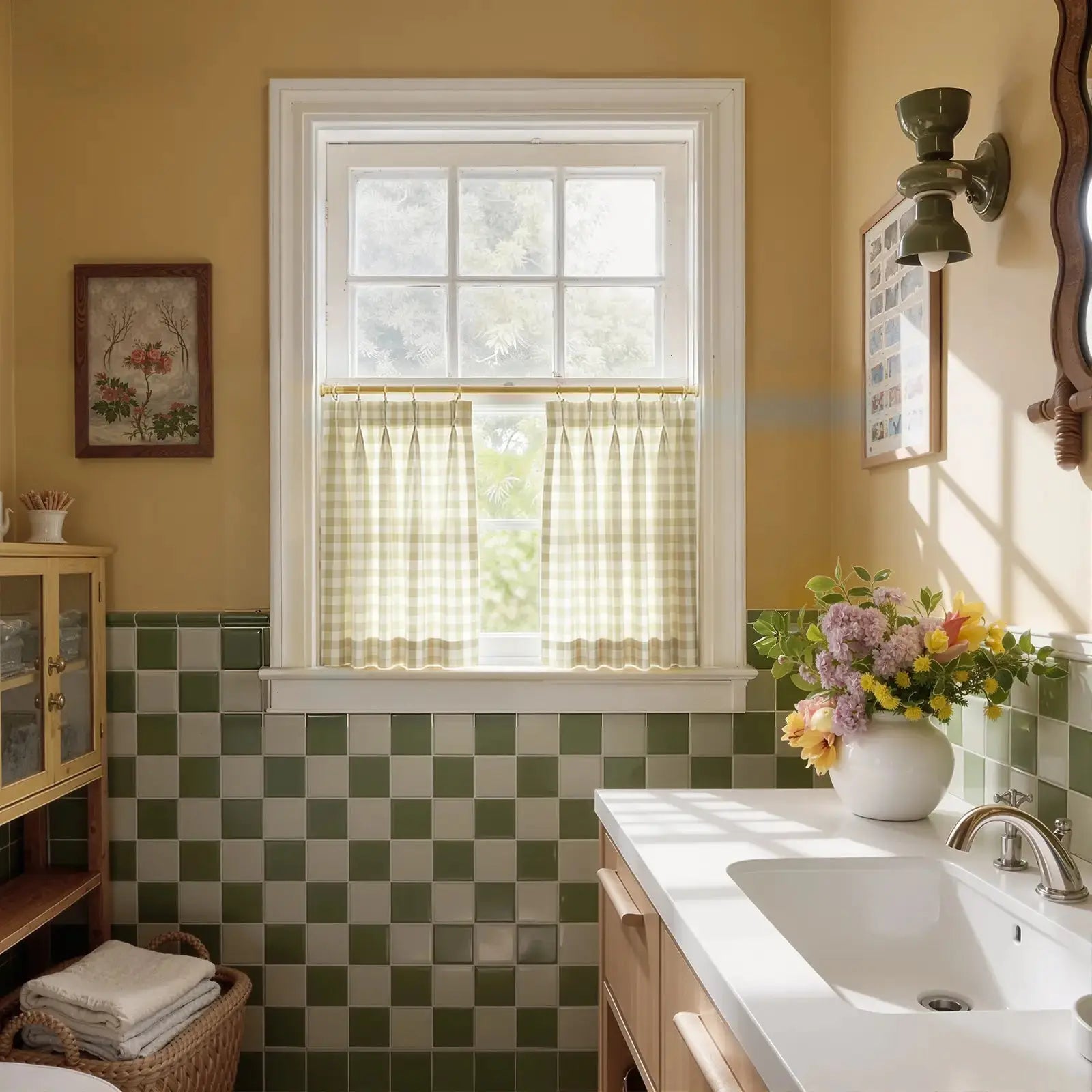 Celia Striped Plaid Cafe Curtain-?-TWOPAGES