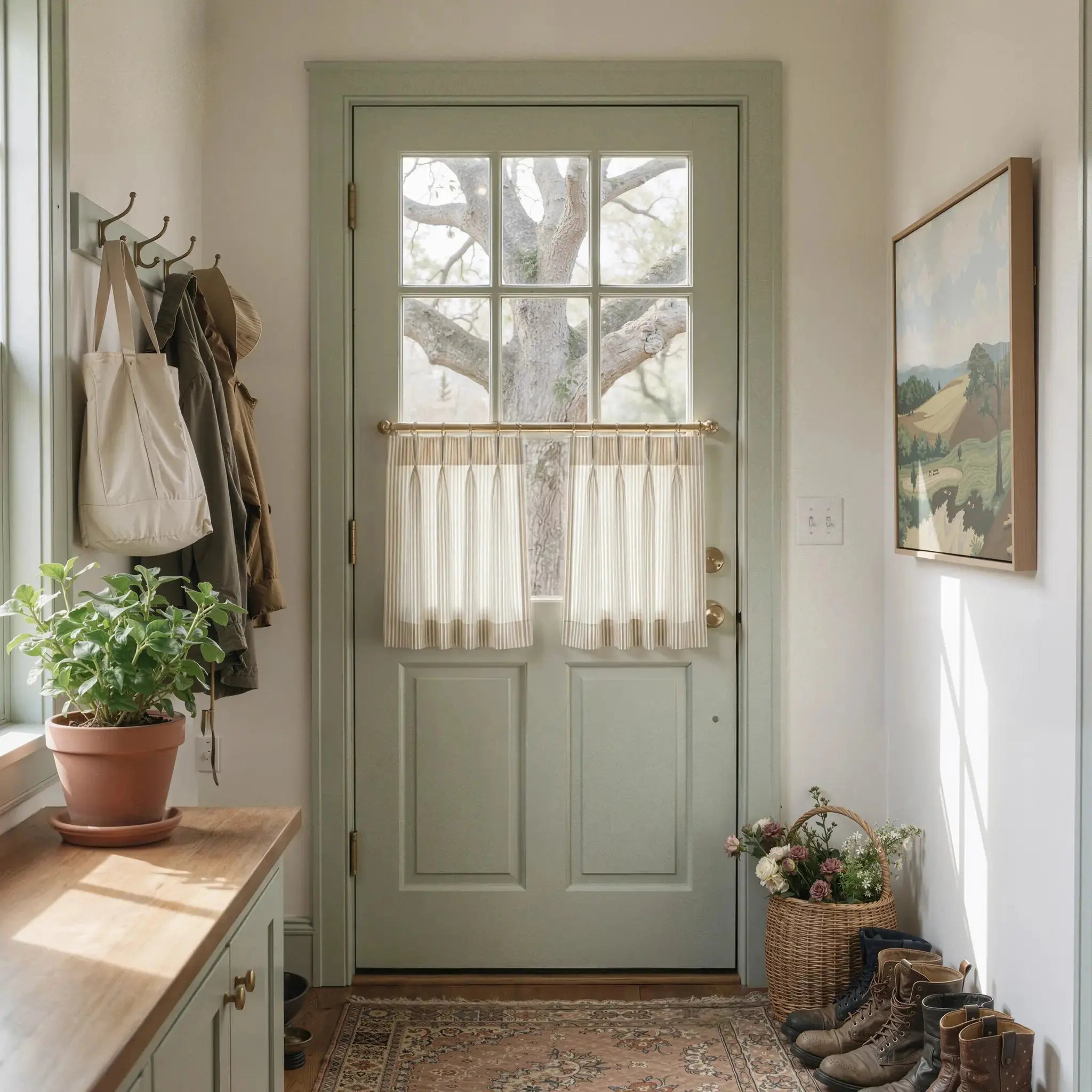 Celia Striped Plaid Cafe Curtain-?-TWOPAGES