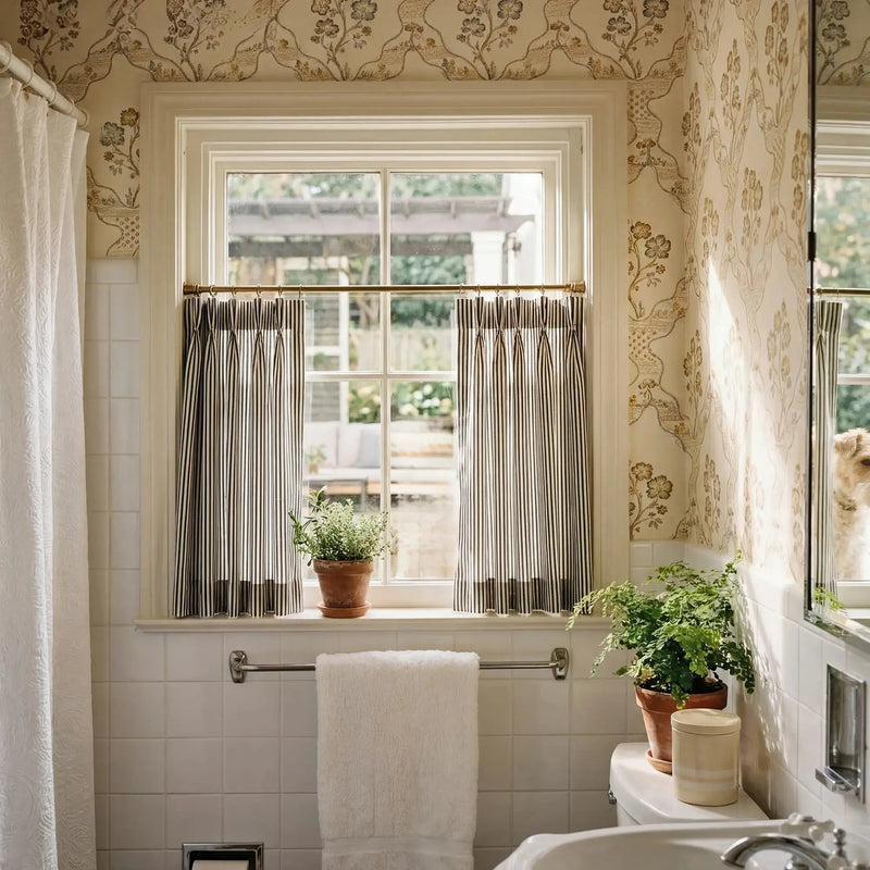 Celia Striped Plaid Cafe Curtain-?-TWOPAGES