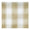 Fabric swatch of a classic tan and white plaid pattern with varying stripe widths creating a grid, featuring a distinct woven texture and a decorative scalloped edge