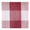 Fabric swatch with a red and white large-check gingham pattern showing a visible woven texture and serrated pinked edges