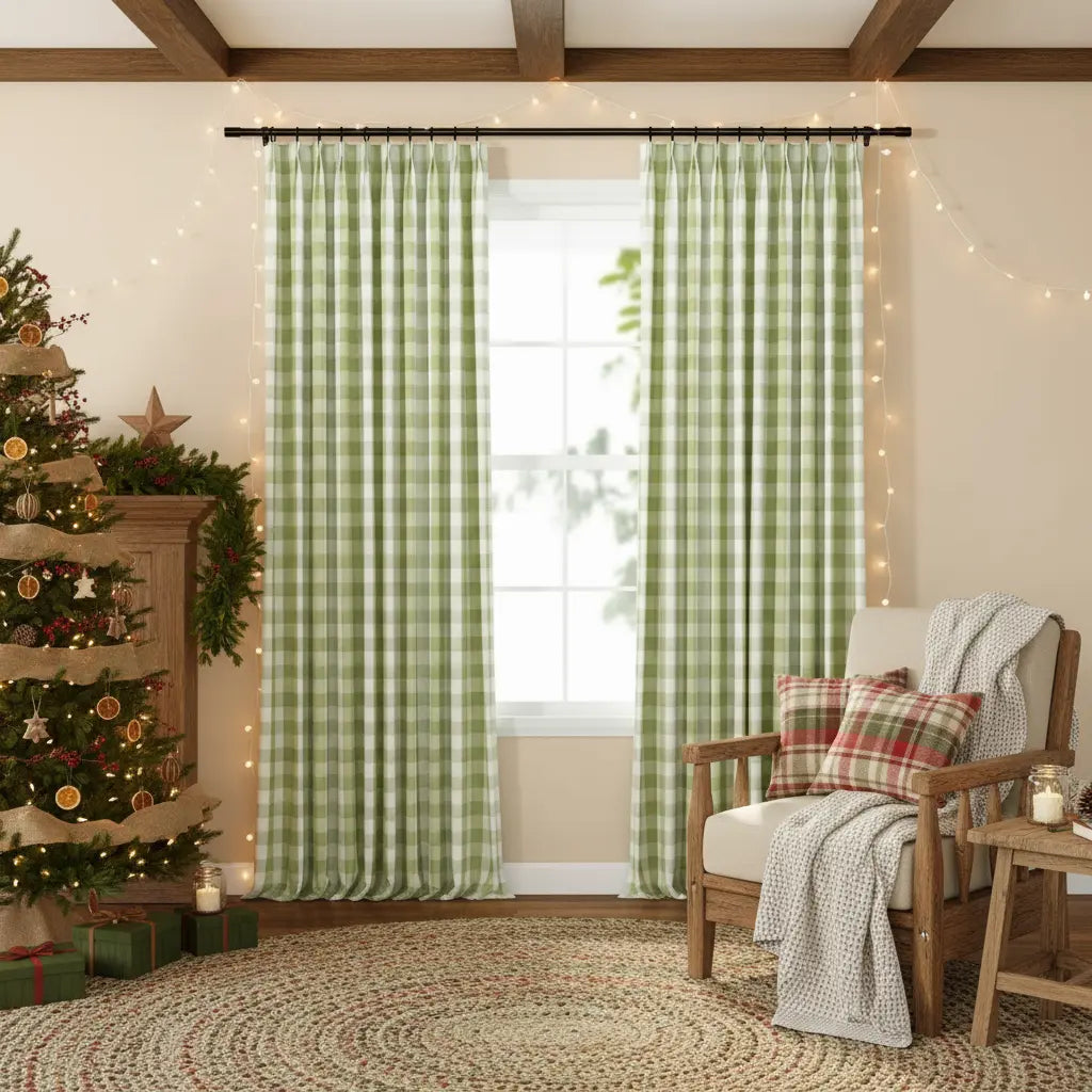 Celia Striped Plaid Curtain-?-TWOPAGES