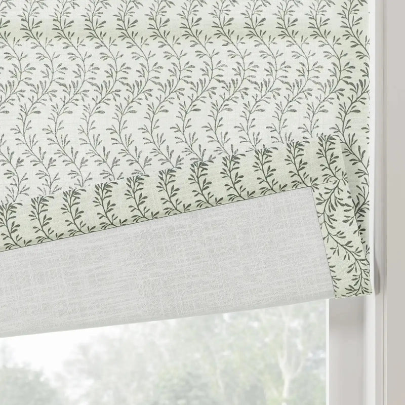 Britt Bengoechea Floral Print Linen Cotton Roman Shade Cordless?-TWOPAGES