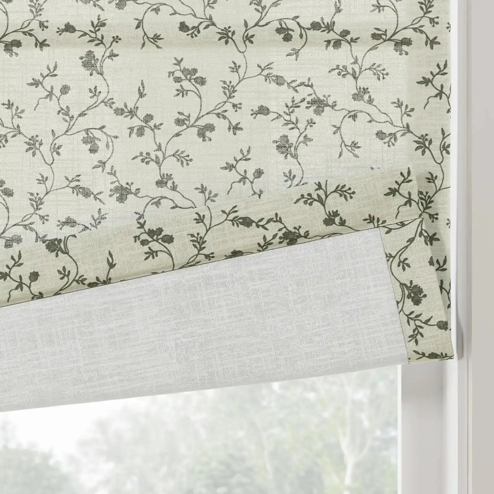 Britt Bengoechea Floral Print Linen Cotton Roman Shade Cordless?-TWOPAGES