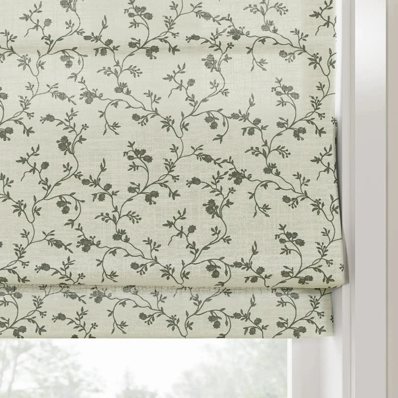 Britt Bengoechea Floral Print Linen Cotton Roman Shade Cordless?-TWOPAGES