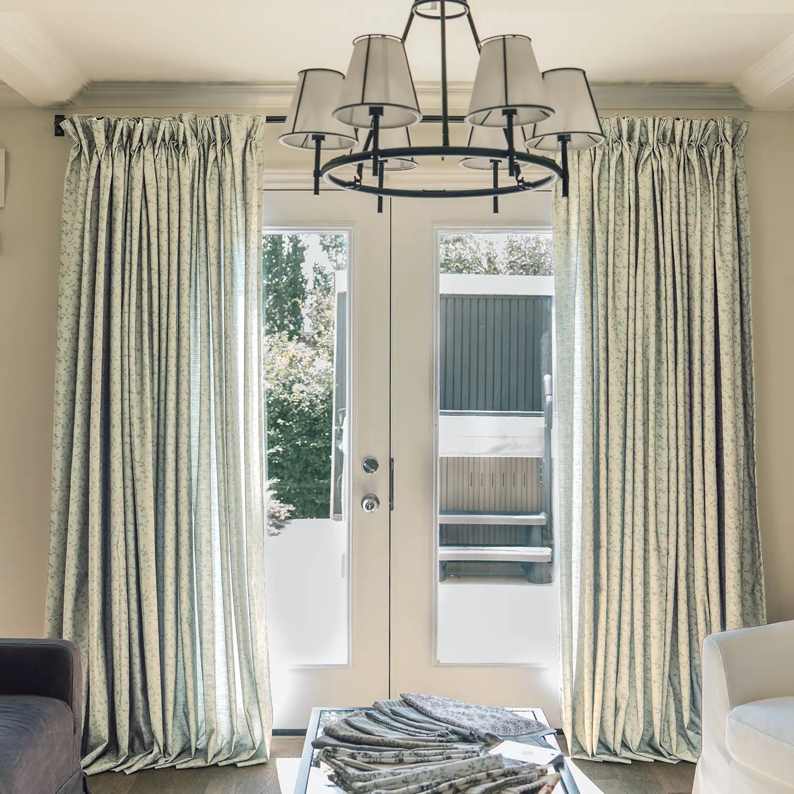 Britt Bengoechea x TWOPAGES Cottage Floral Printed Linen Cotton Pleated Curtains