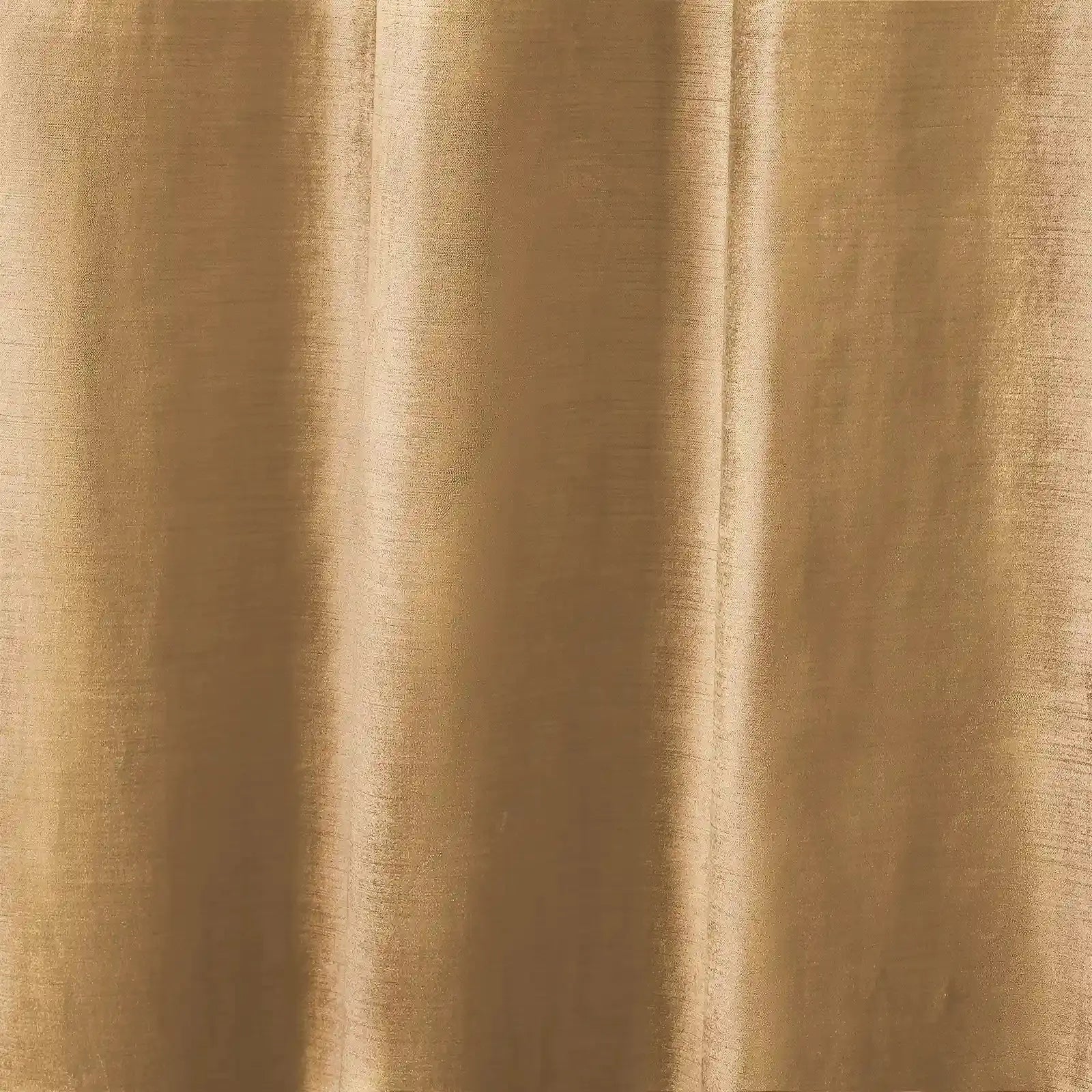 Shimmering golden fabric texture displaying soft vertical drapes and a subtle slubbed surface detail