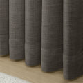 Chocolate Tart Liz linen curtains showing the lower drape and pooling folds near the floor