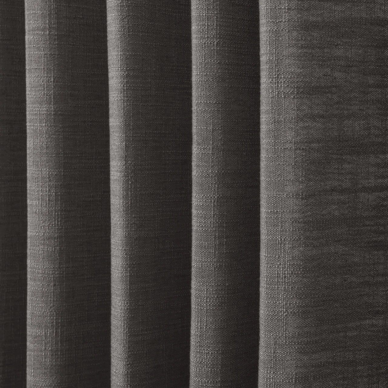 Chocolate Tart Liz linen curtains in a close room detail highlighting the linen texture and colour