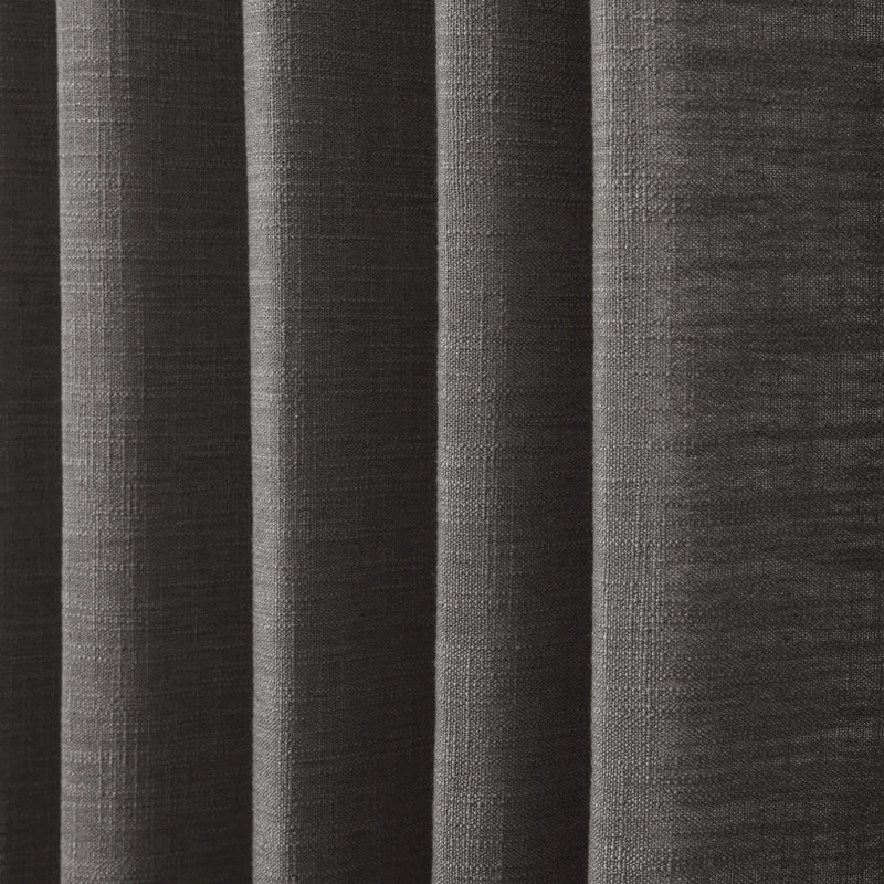 Chocolate Tart Liz linen curtains in a close room detail highlighting the linen texture and colour
