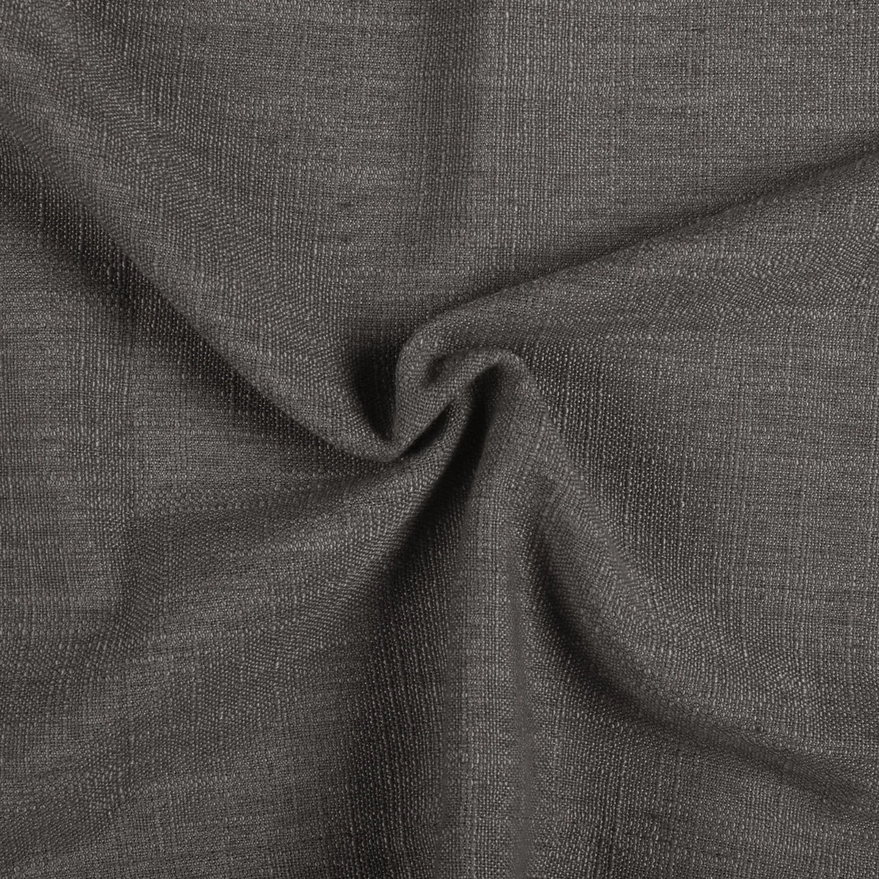 Chocolate Tart Liz linen curtains drawn partly across the window with filtered light revealing the weave