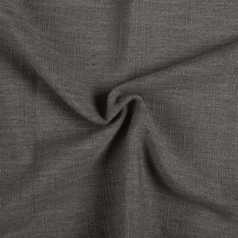 Chocolate Tart Liz linen curtains drawn partly across the window with filtered light revealing the weave