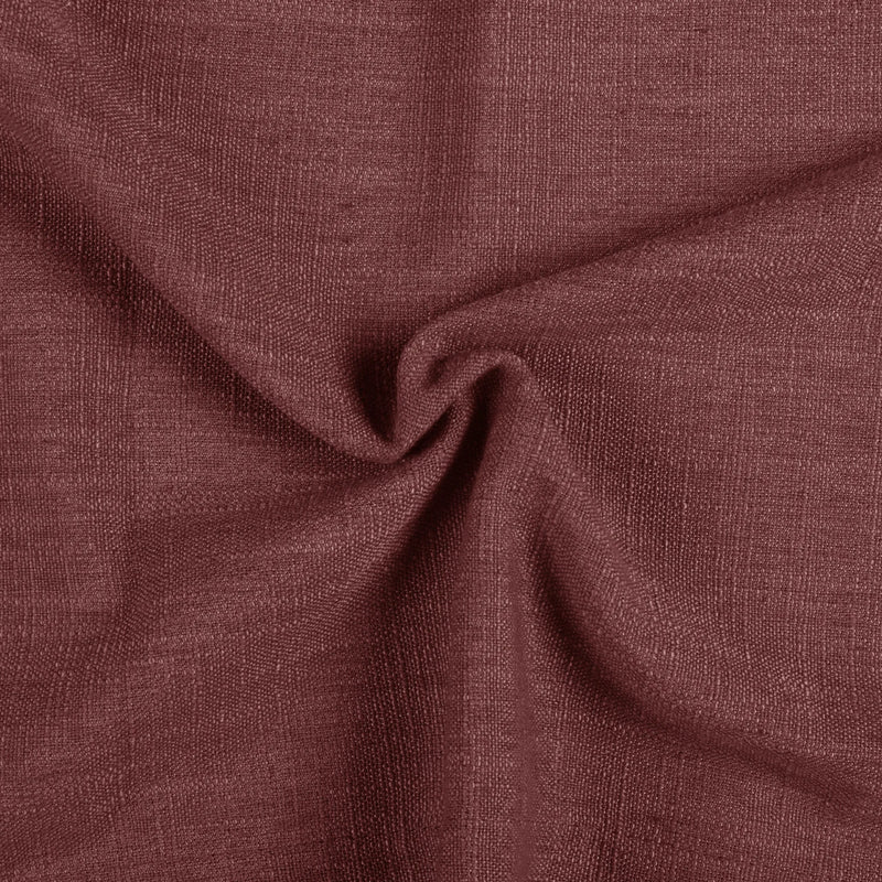 Cinnabar Liz linen curtains drawn partly across the window with filtered light revealing the weave
