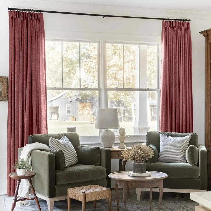 Liz Linen Blackout Curtains Pleated Drapery- -TWOPAGES