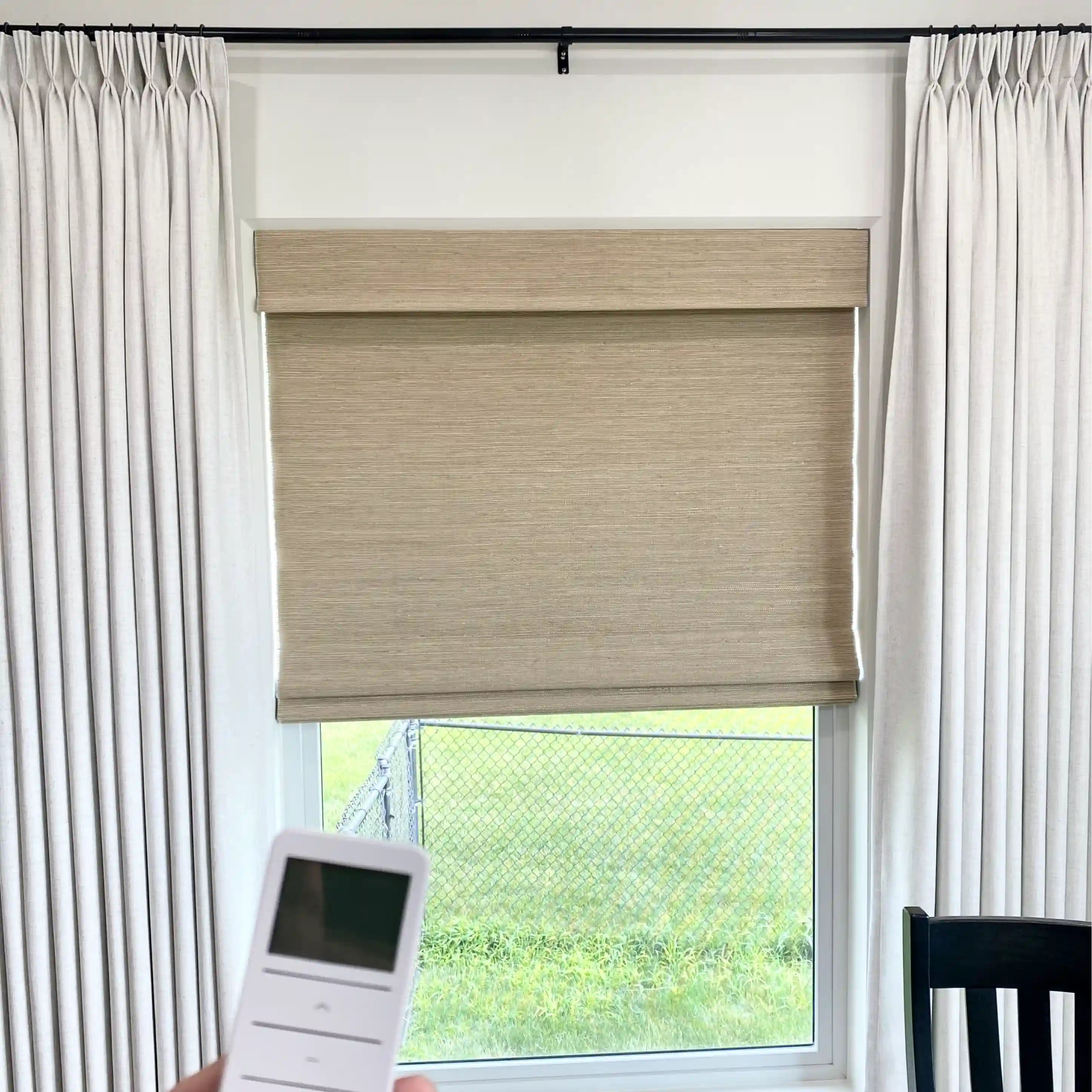 Motorized Window Woven Bamboo Blinds-?-TWOPAGES CURTAINS