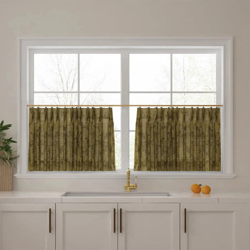 Sara Le Print Linen Pleated Cafe Curtains?-TWOPAGES