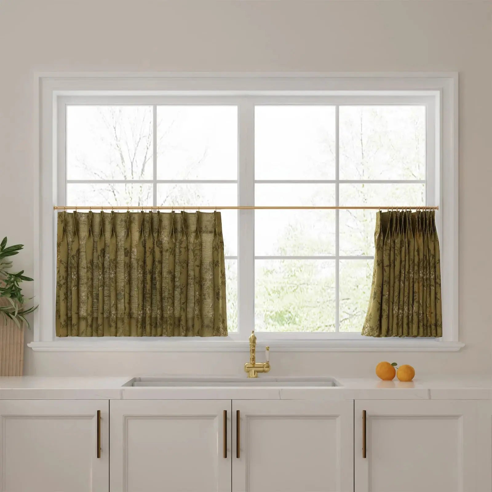 Sara Le Print Linen Pleated Cafe Curtains?-TWOPAGES