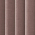 Photograph of woven fabric in a muted dusty rose or brownish-pink hue displaying soft vertical pleats with visible texture and subtle shadows