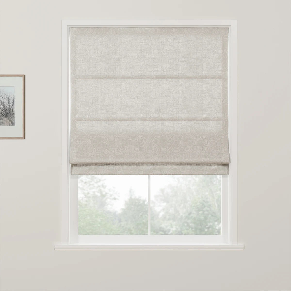 Holly Botanical Boho No-Drill Flat Fold Roman Blind Cordless