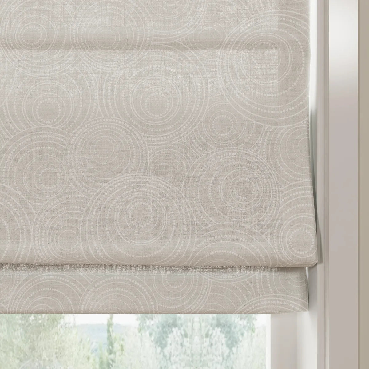 Holly Botanical Boho No-Drill Flat Fold Roman Blind Cordless