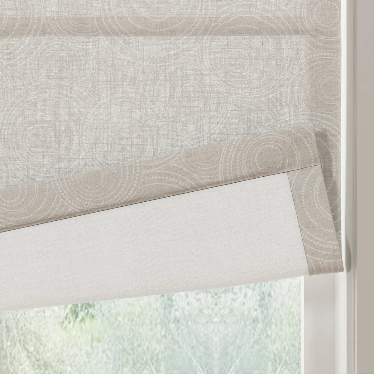 Holly Botanical Boho No-Drill Flat Fold Roman Blind Cordless