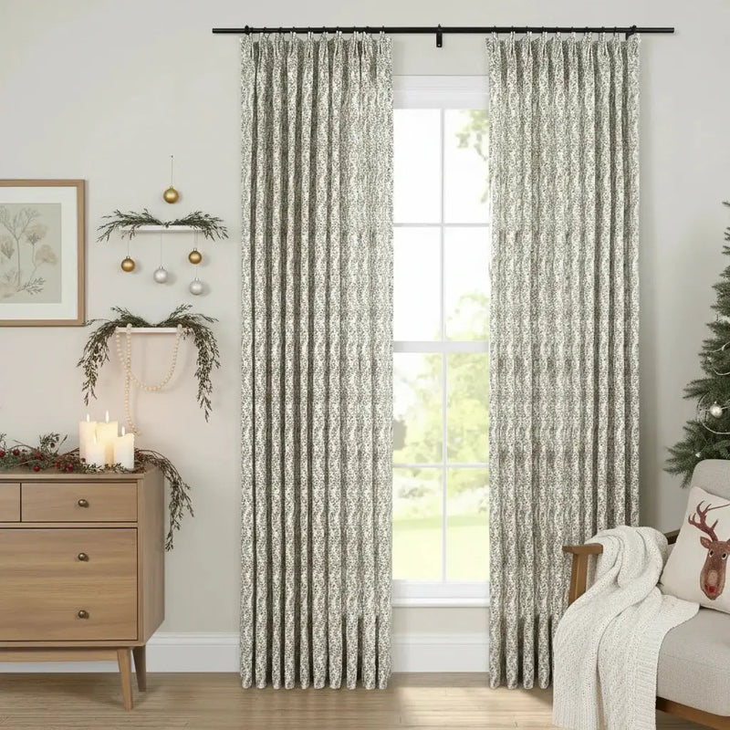 Britt Bengoechea Floral Print Linen Cotton Drapery Pleated-?-TWOPAGES CURTAINS