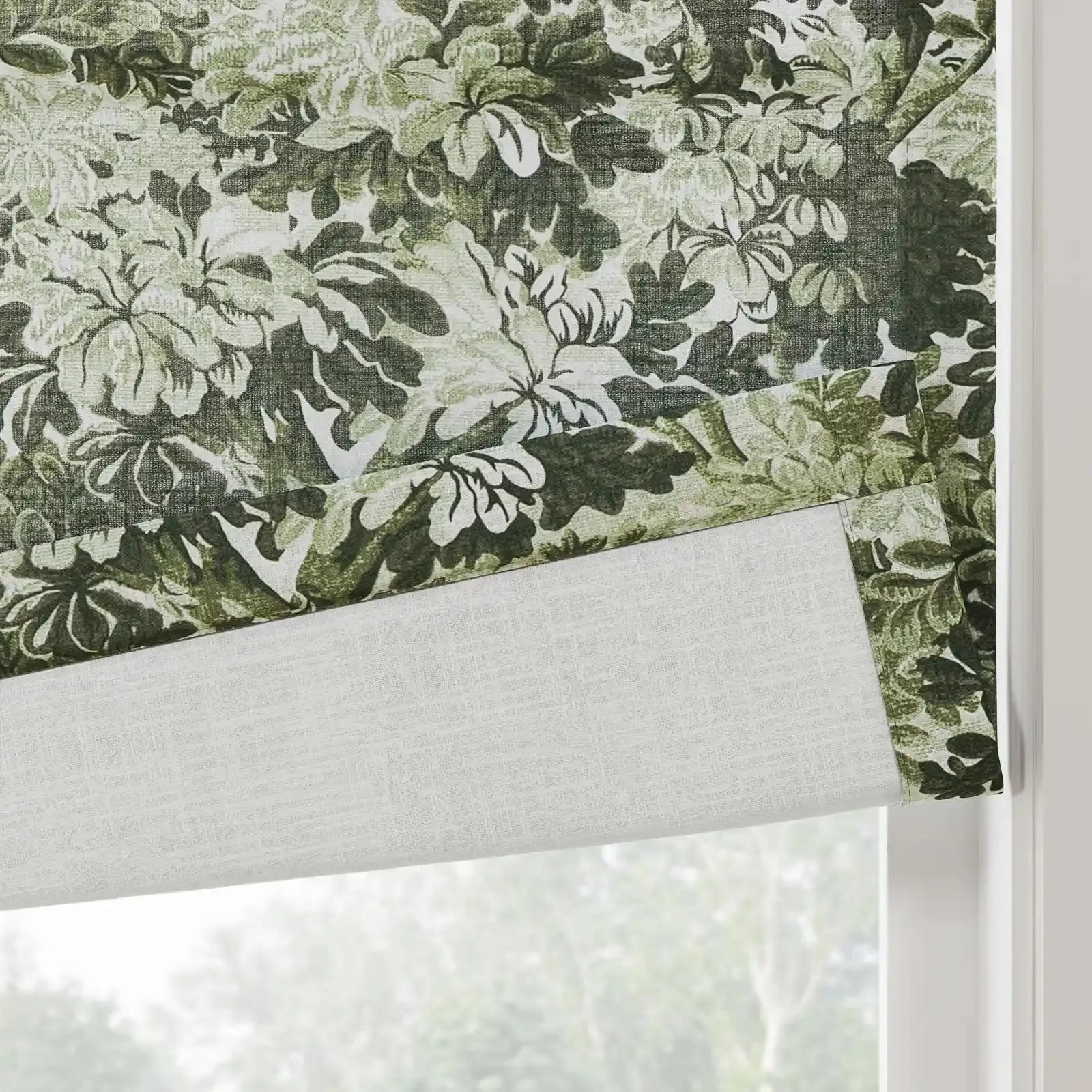 Britt Bengoechea Floral Print Linen Cotton Roman Shade Cordless?-TWOPAGES