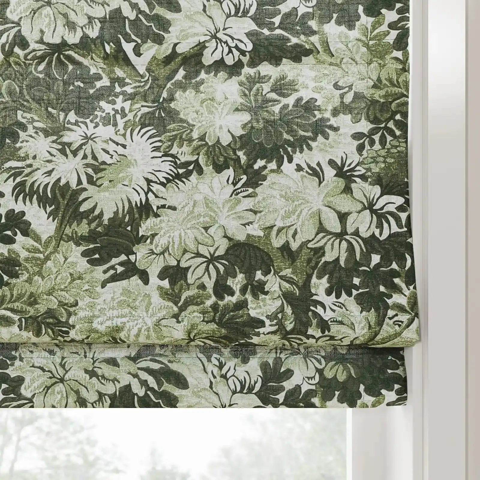 Britt Bengoechea Floral Print Linen Cotton Roman Shade Cordless?-TWOPAGES