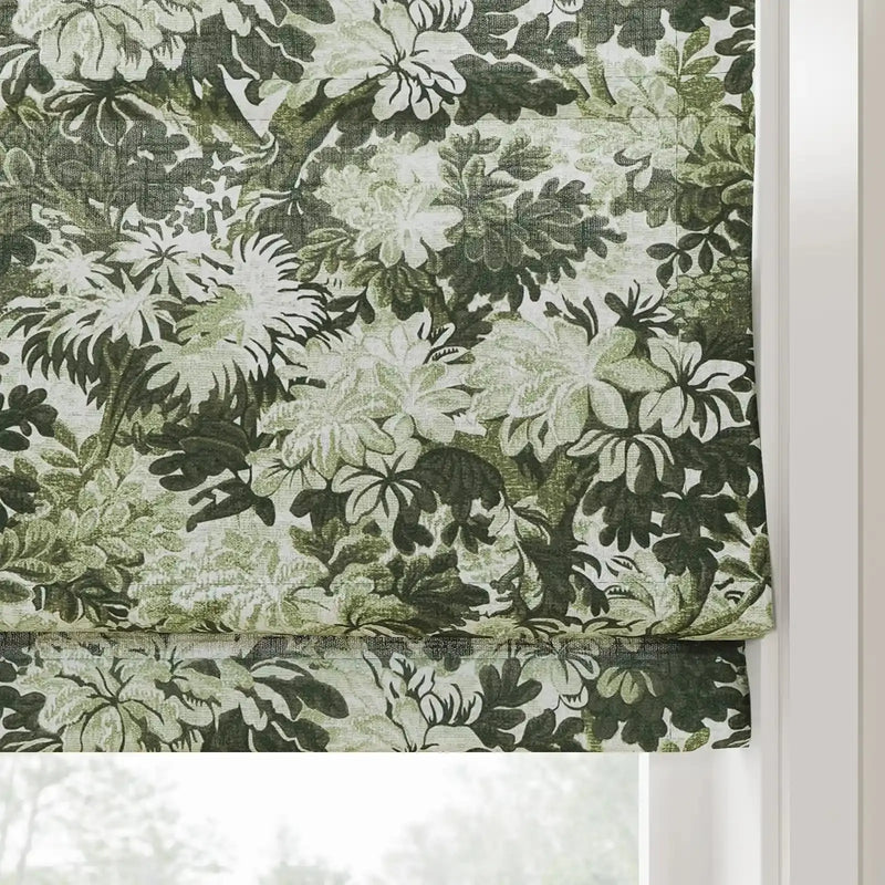 Britt Bengoechea Floral Print Linen Cotton Roman Shade Cordless?-TWOPAGES