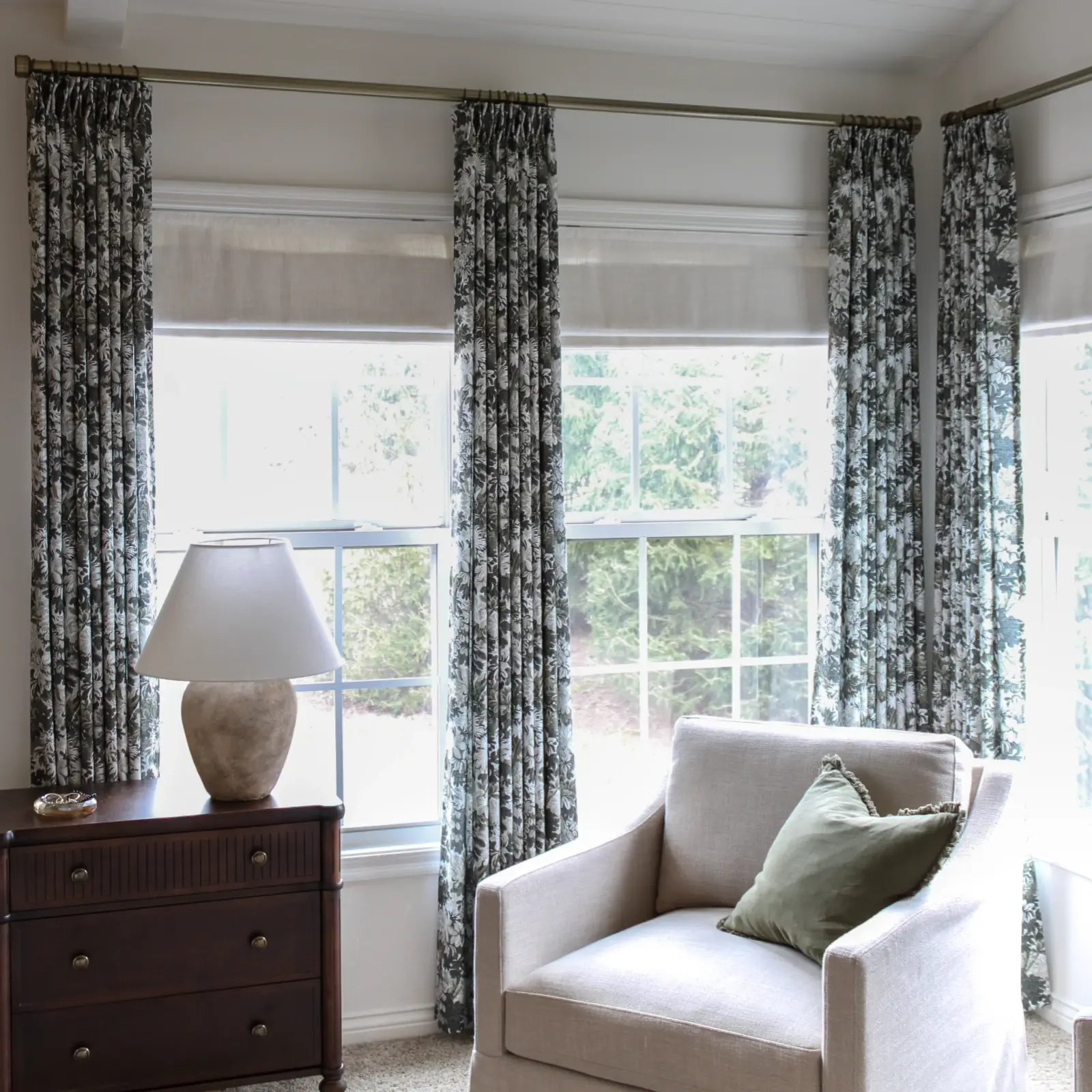 Britt Bengoechea Floral Print Linen Cotton Drapery Pleated-?-TWOPAGES CURTAINS