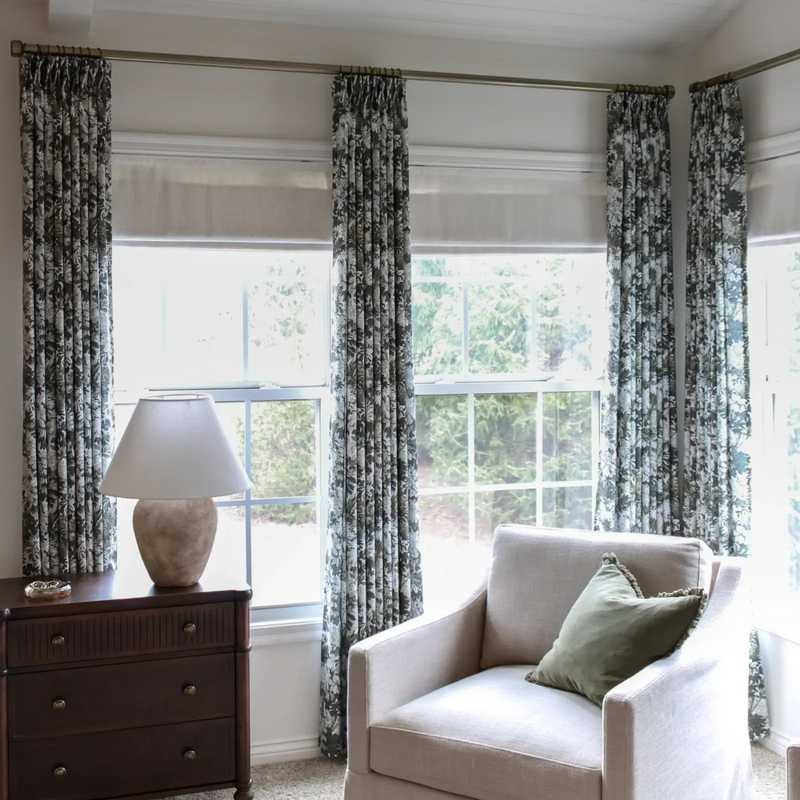 Britt Bengoechea Floral Print Linen Cotton Drapery Pleated-?-TWOPAGES CURTAINS