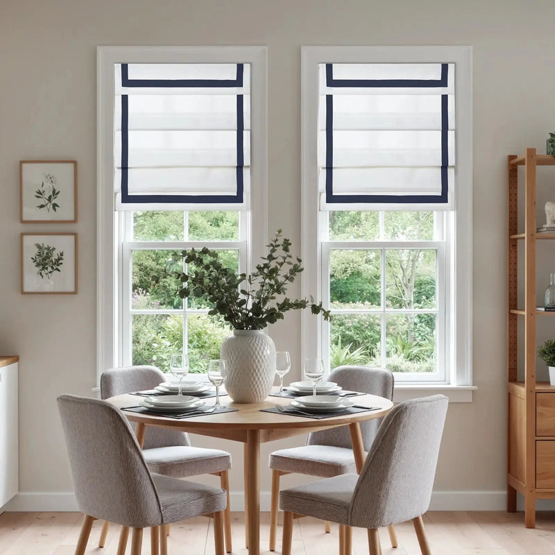 Tyrone Cordless Roman Shade with Border -TWOPAGES